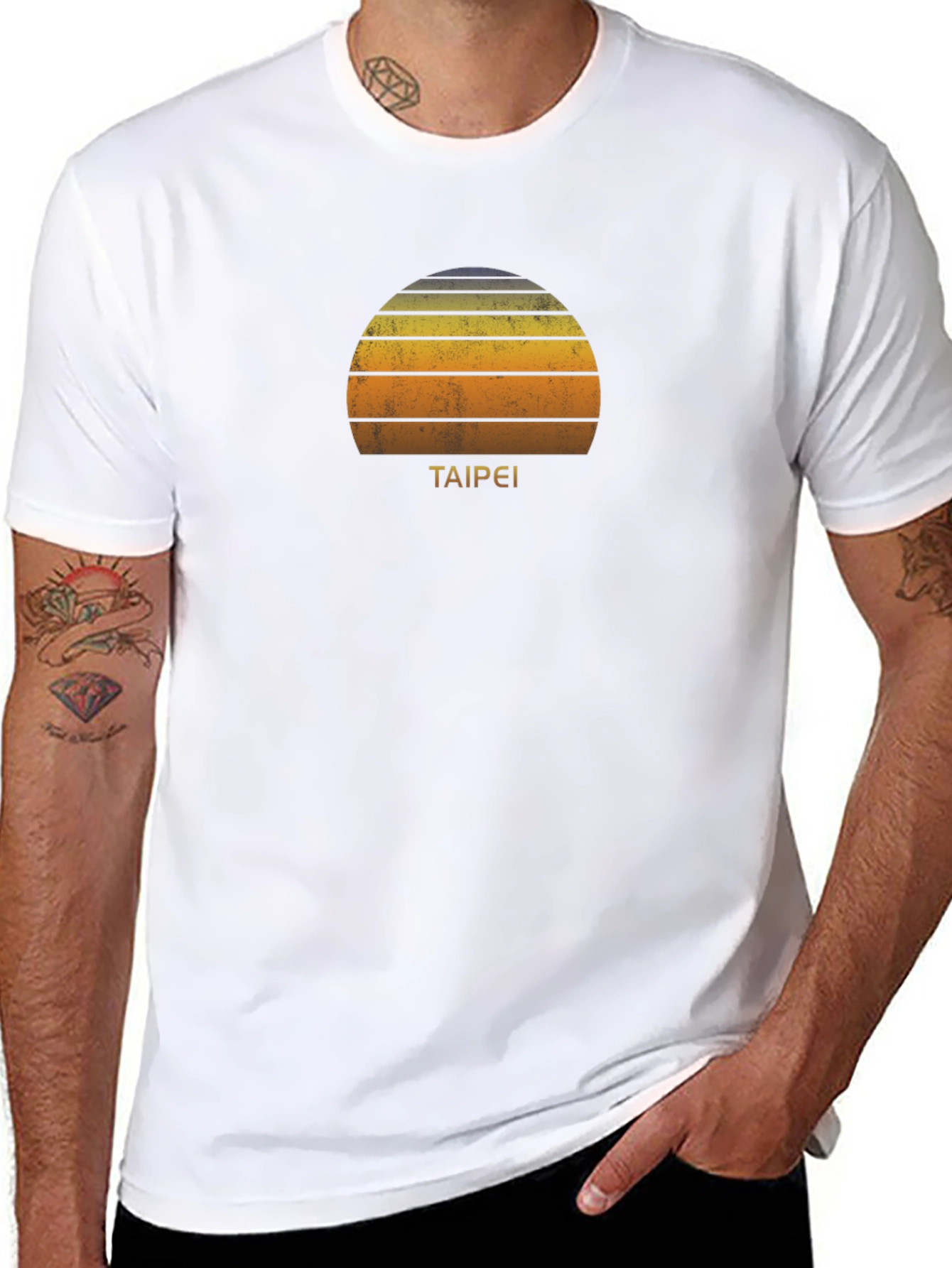 Retro Taipei Sunset Graphic T-Shirt - Black