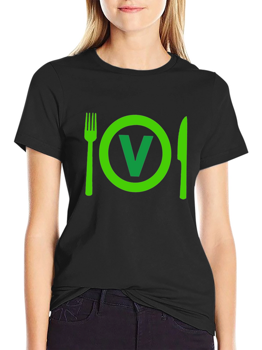 Vegan T-Shirt: Fork Knife and V Plate