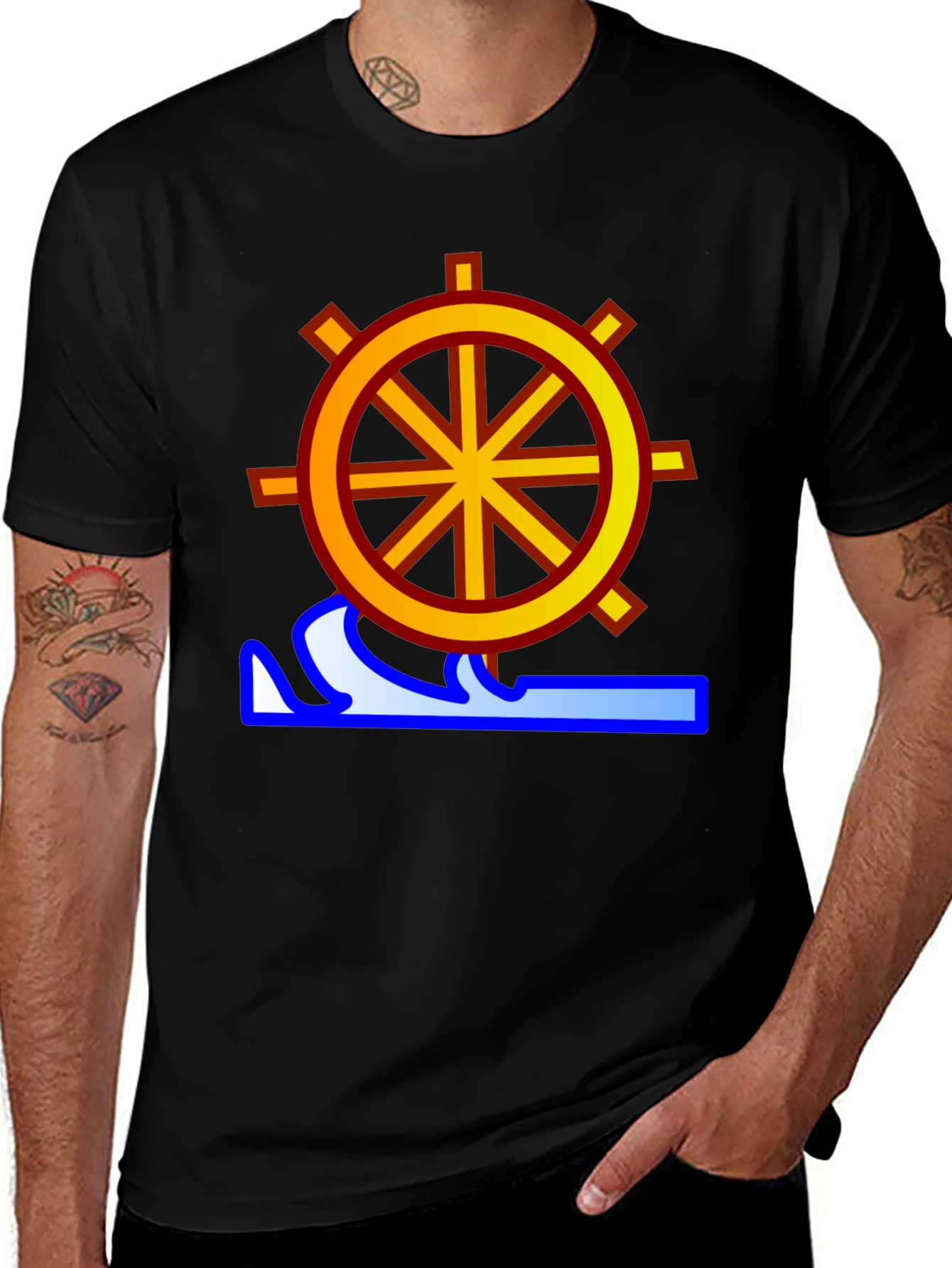 Dharma Wheel Wave Graphic T-Shirt