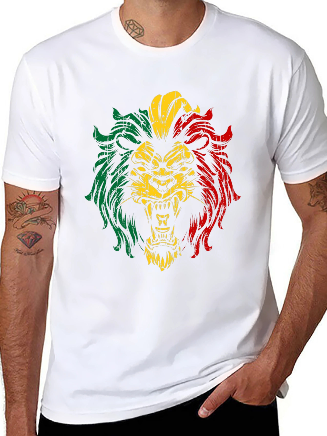 Rasta Lion Graphic T-Shirt - Black