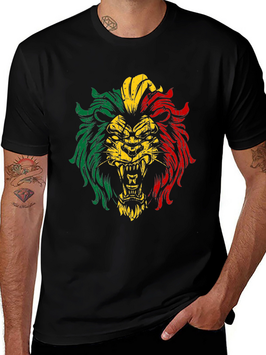 Rasta Lion Graphic T-Shirt - Black