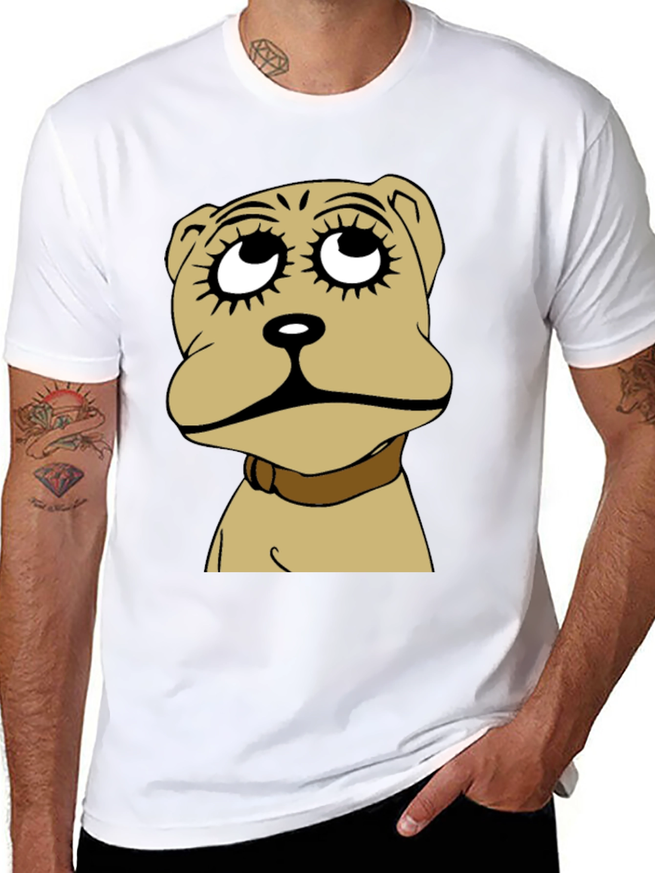Dog Cartoon Graphic Black T-Shirt