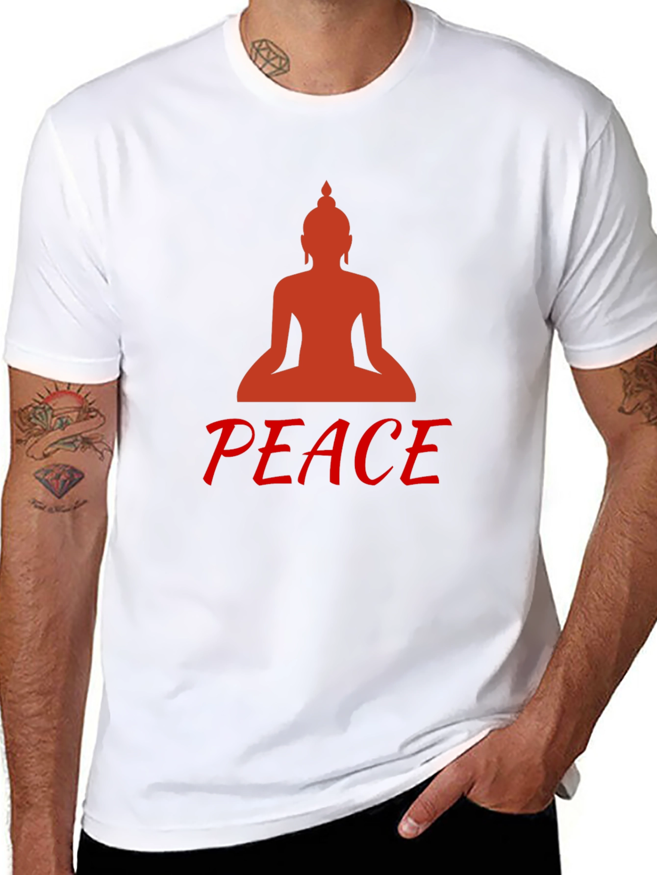 Buddha Peace Graphic Tee - Black Cotton Comfort