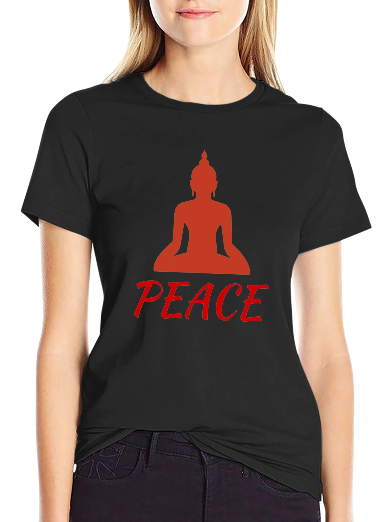 Buddha Peace Graphic Tee - Black Cotton Comfort