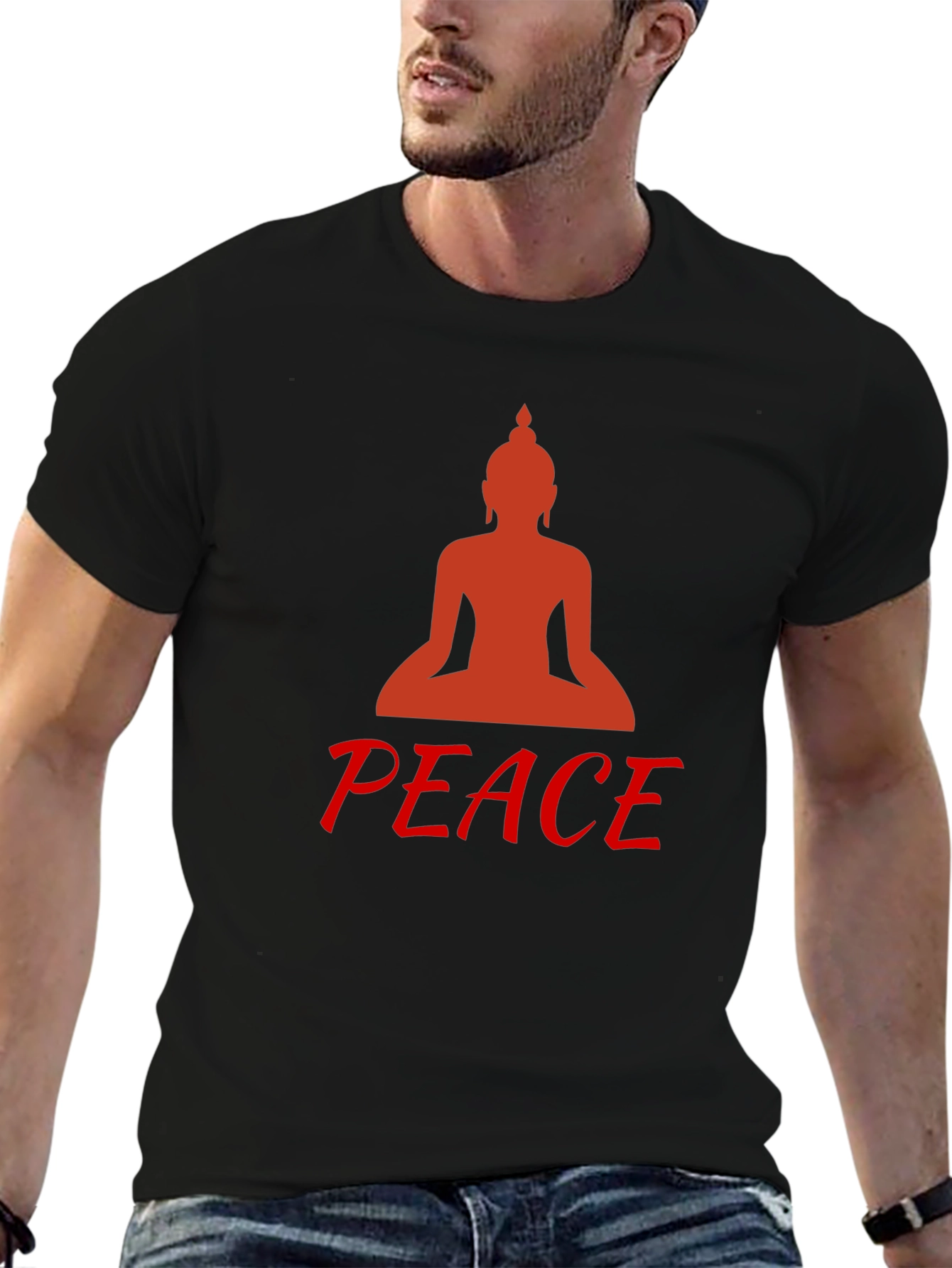 Buddha Peace Graphic Tee - Black Cotton Comfort