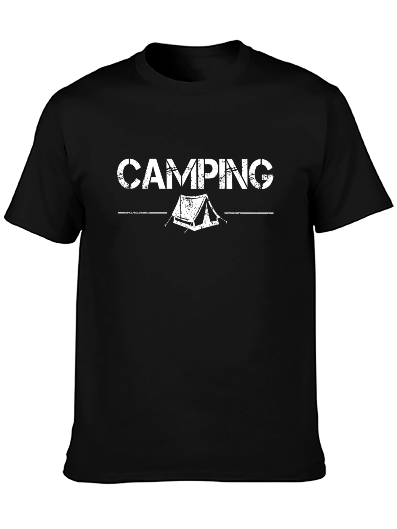 Camping Graphic Tee - Black Crew Neck T-Shirt