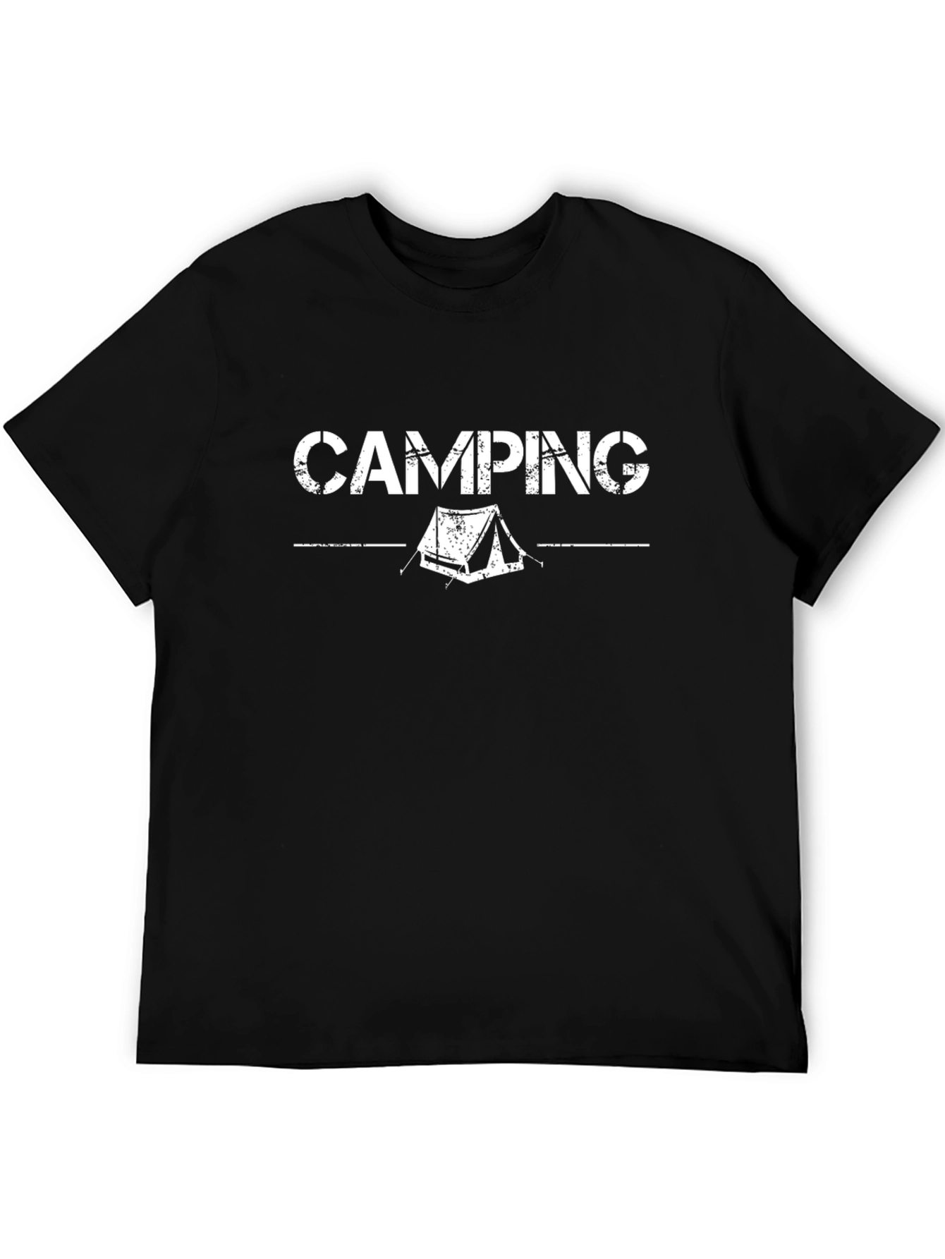 Camping Graphic Tee - Black Crew Neck T-Shirt