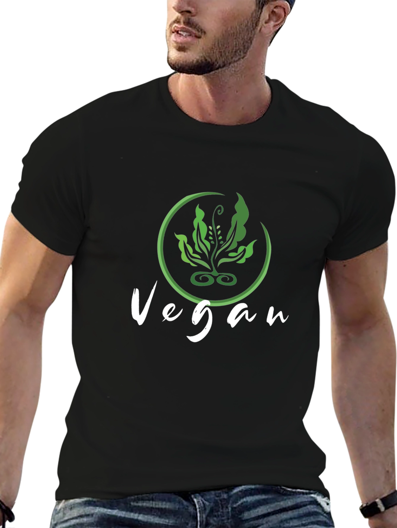 Vegan Plant Graphic Black T-Shirt