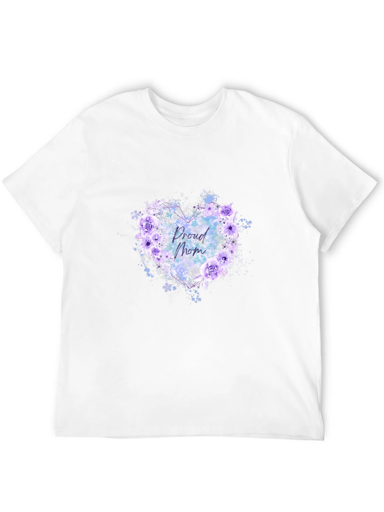 Proud Mom Floral Heart Black T-Shirt