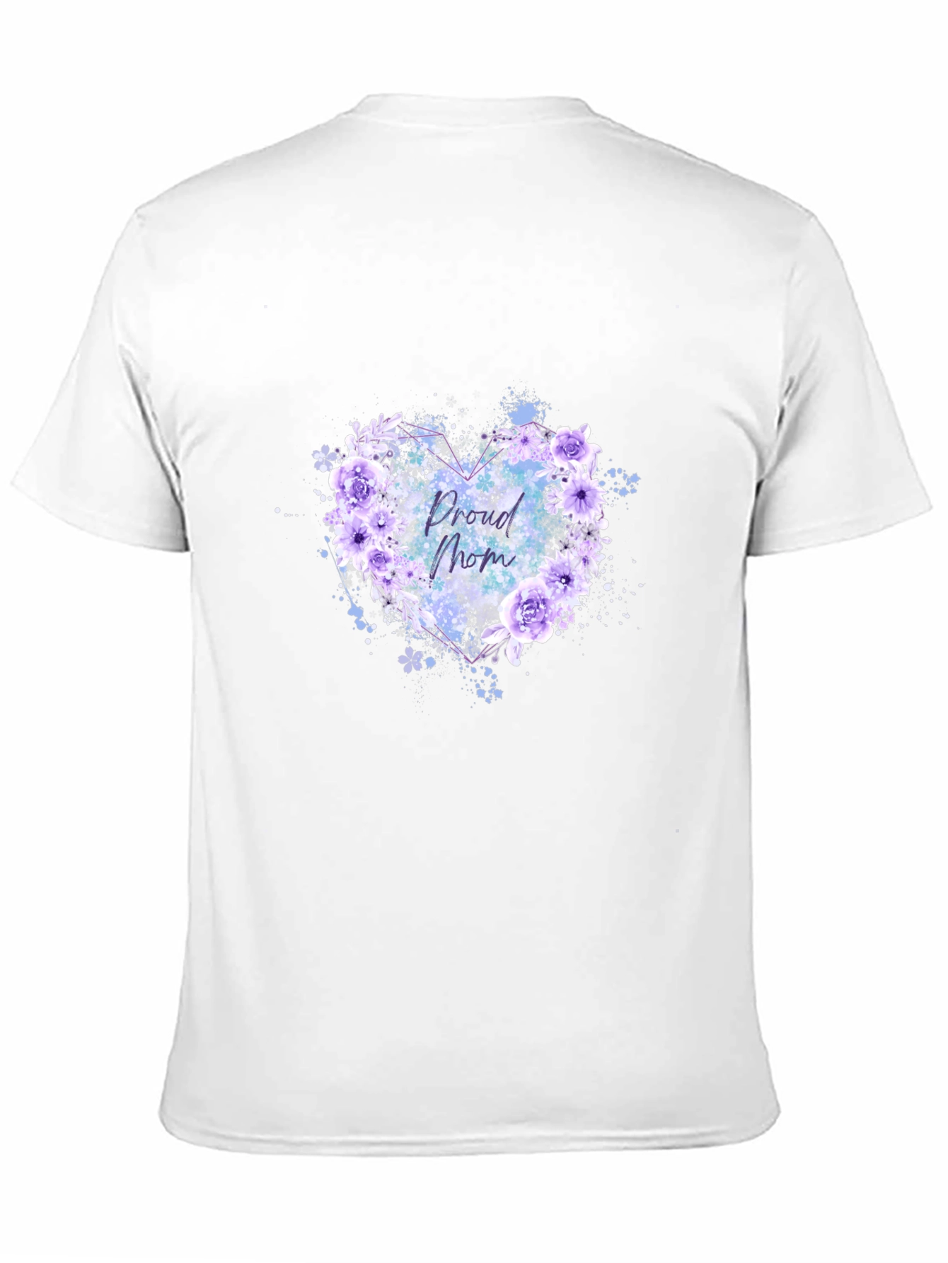 Proud Mom Floral Heart Black T-Shirt