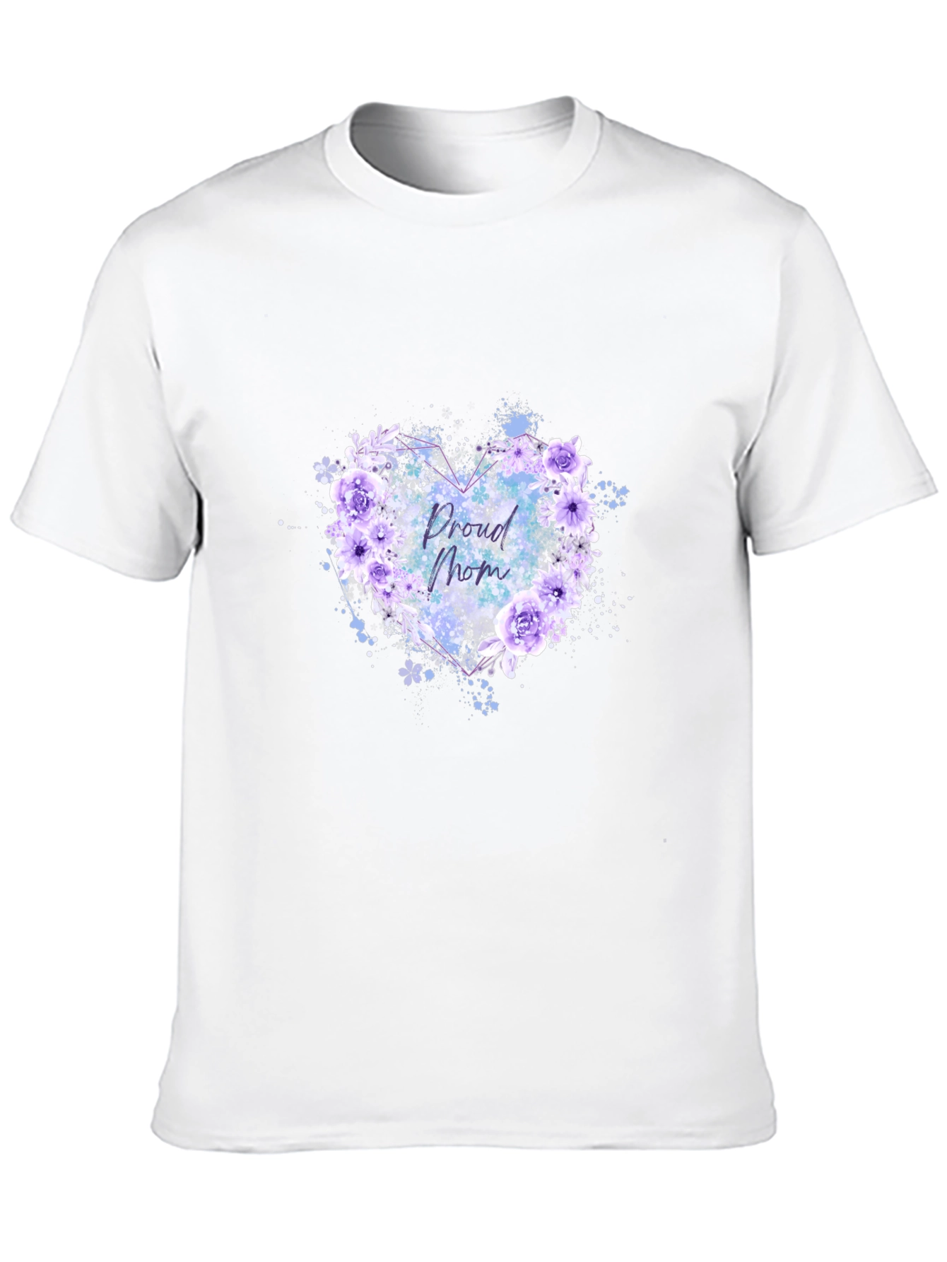 Proud Mom Floral Heart Black T-Shirt