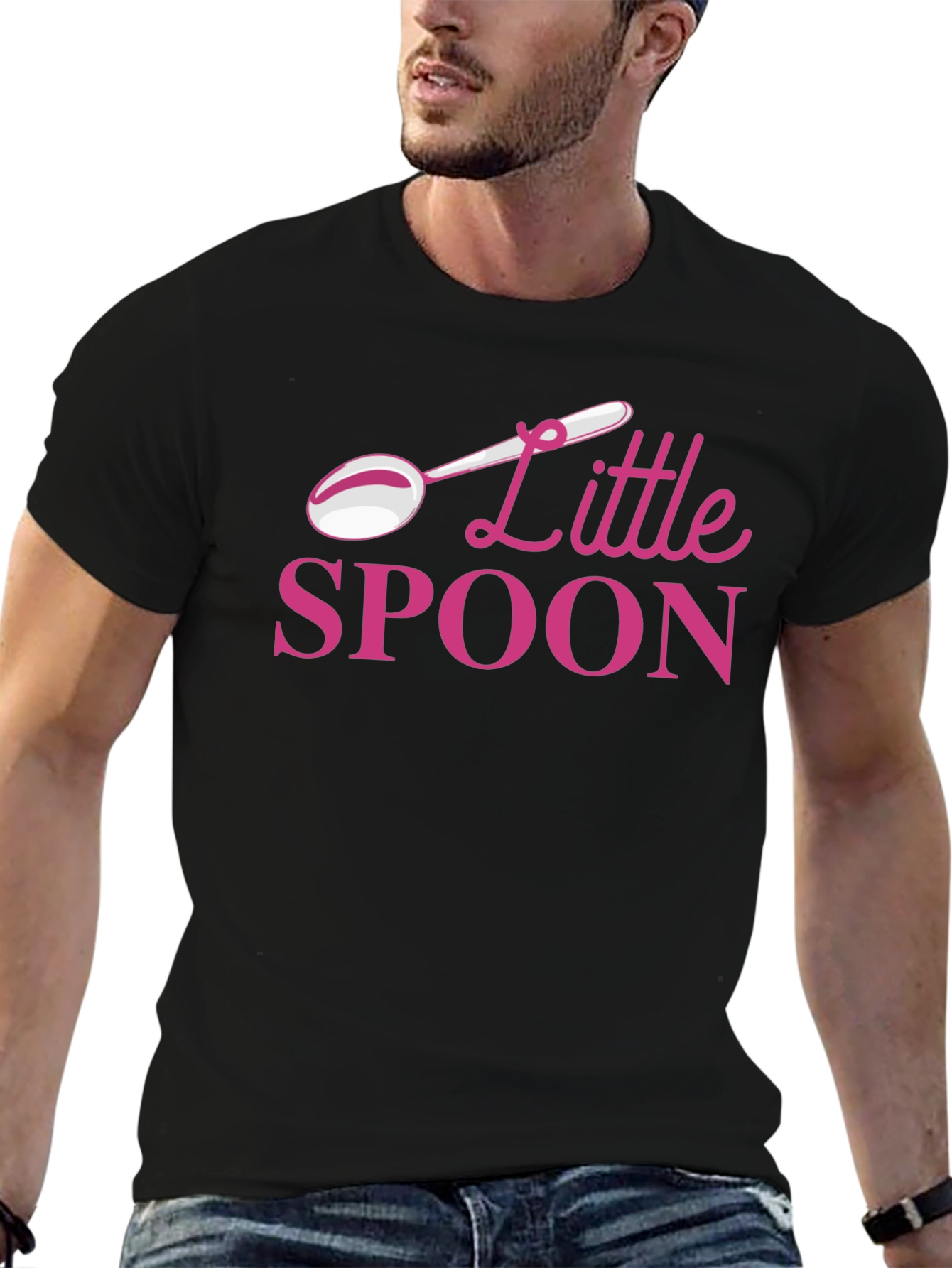 Little Spoon Black T-Shirt - Fun Couple Apparel