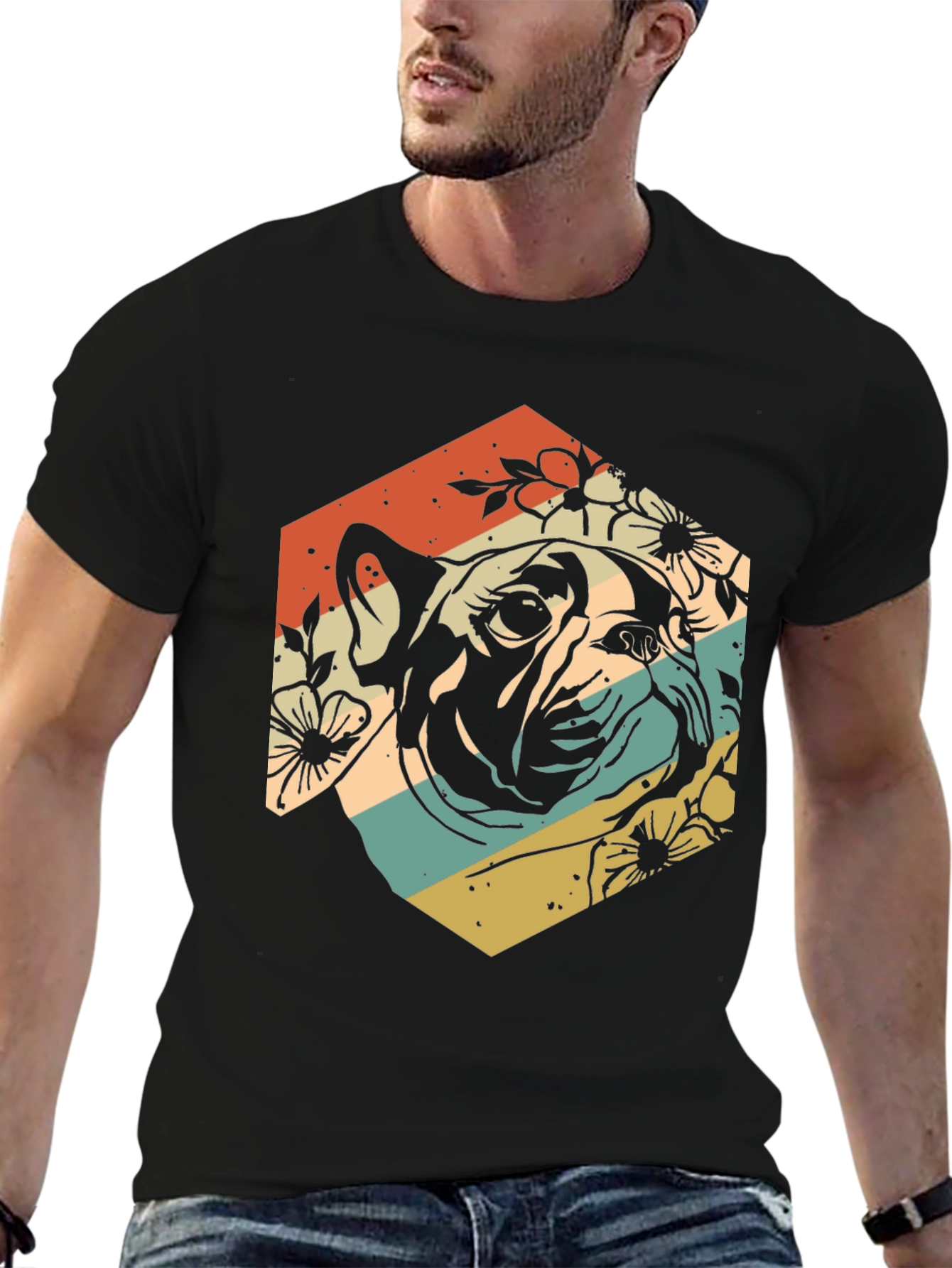 Retro French Bulldog Graphic Tee - Unisex Black Shirt