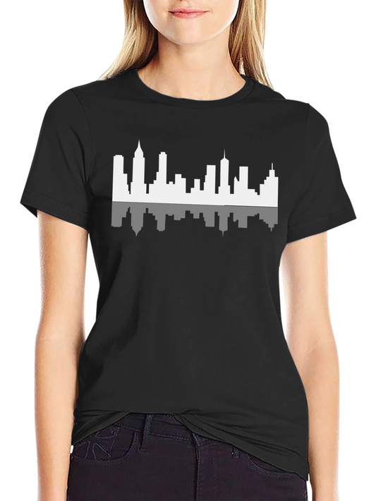 Cityscape Reflection Graphic Black T-Shirt