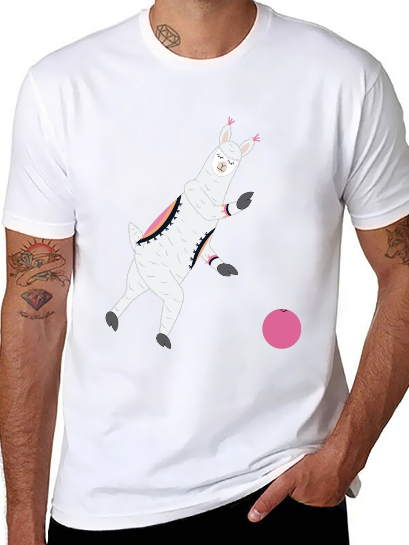 Llama Bowling Black T-Shirt