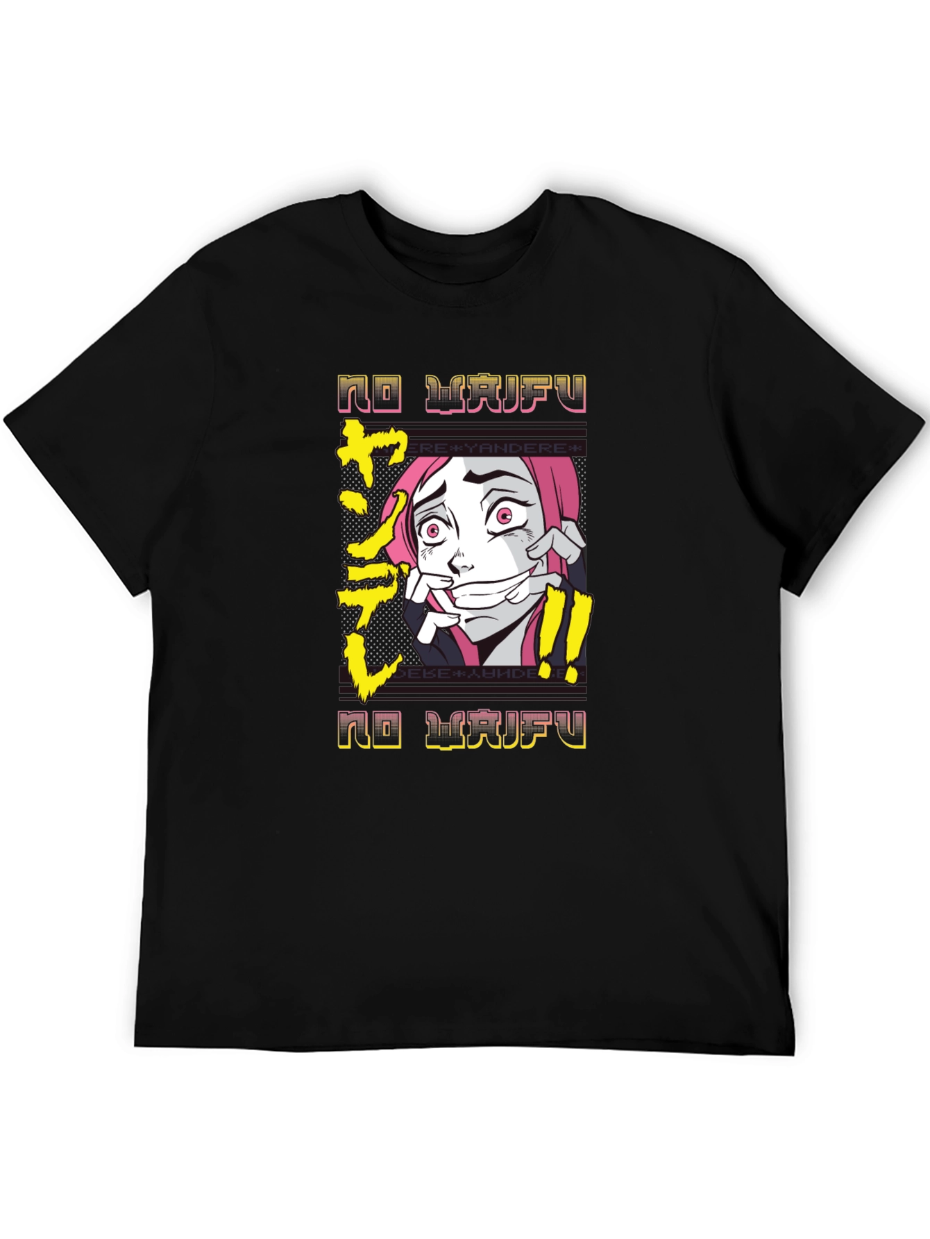 No Waifu Yandere Anime Black T-Shirt