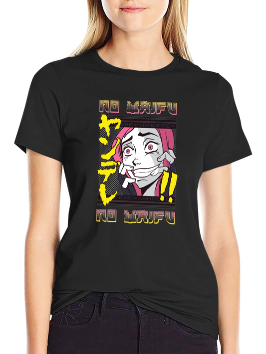 No Waifu Yandere Anime Black T-Shirt