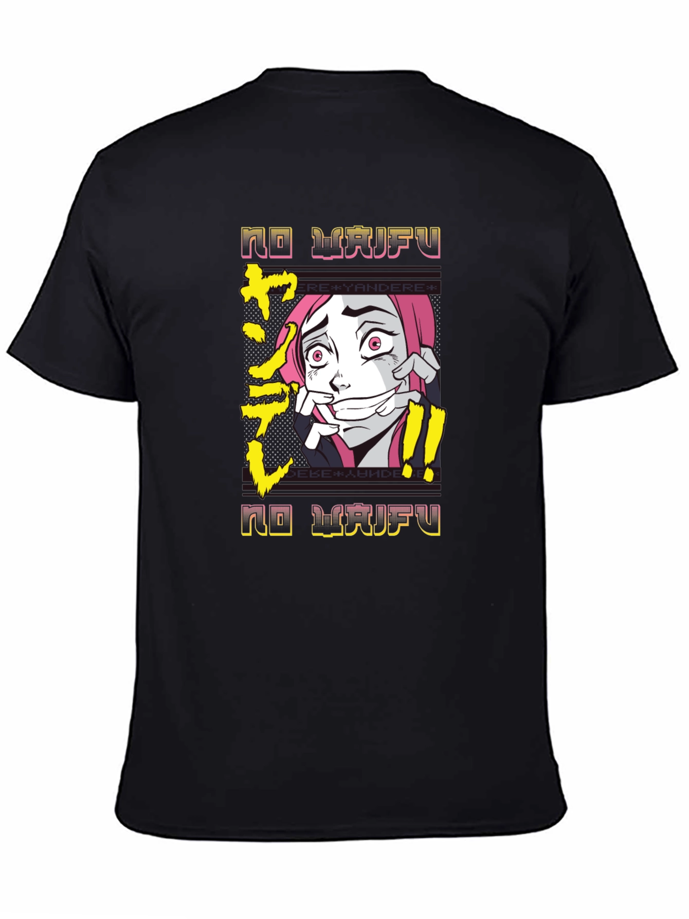 No Waifu Yandere Anime Black T-Shirt