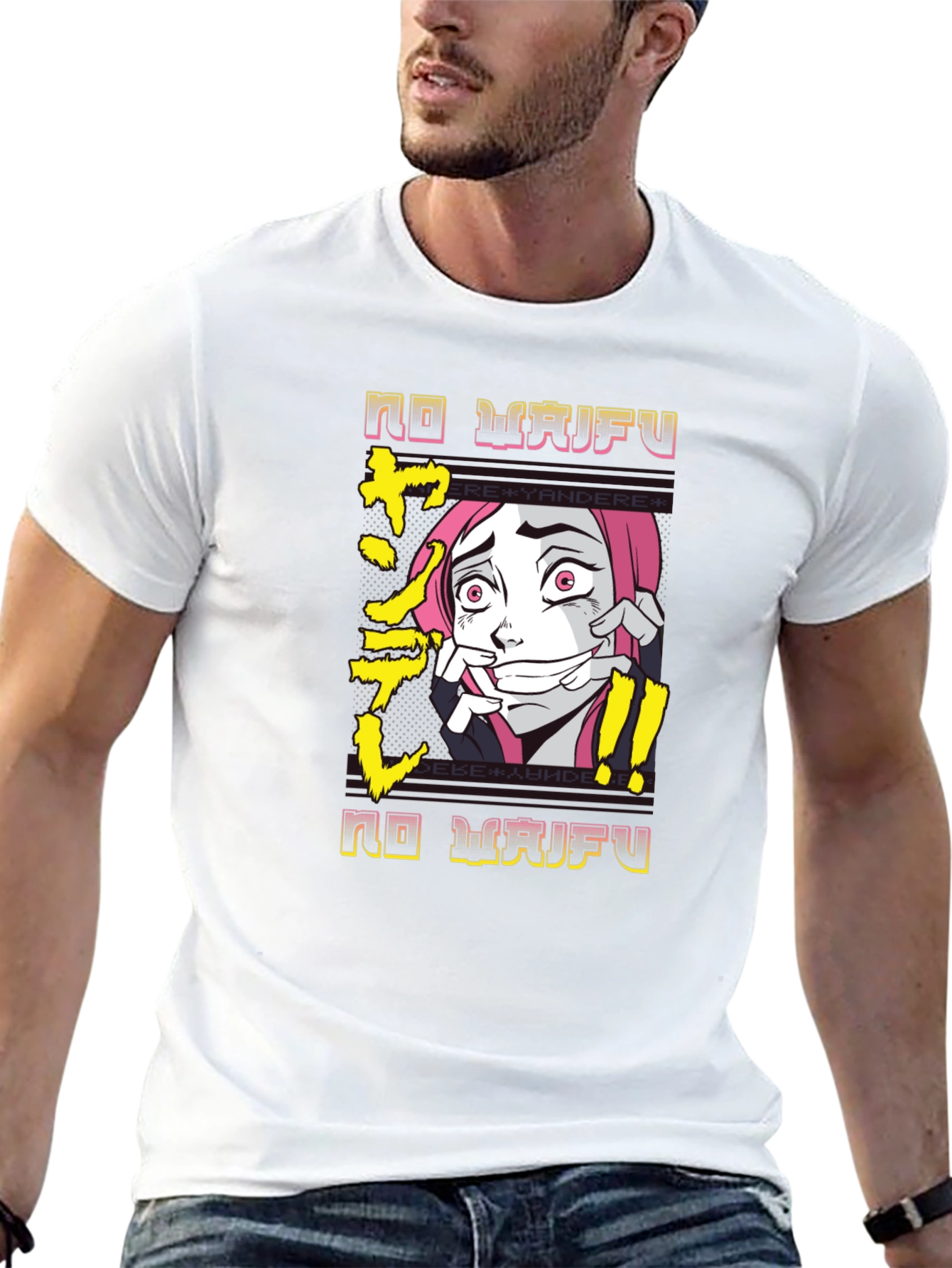 No Waifu Yandere Anime Black T-Shirt