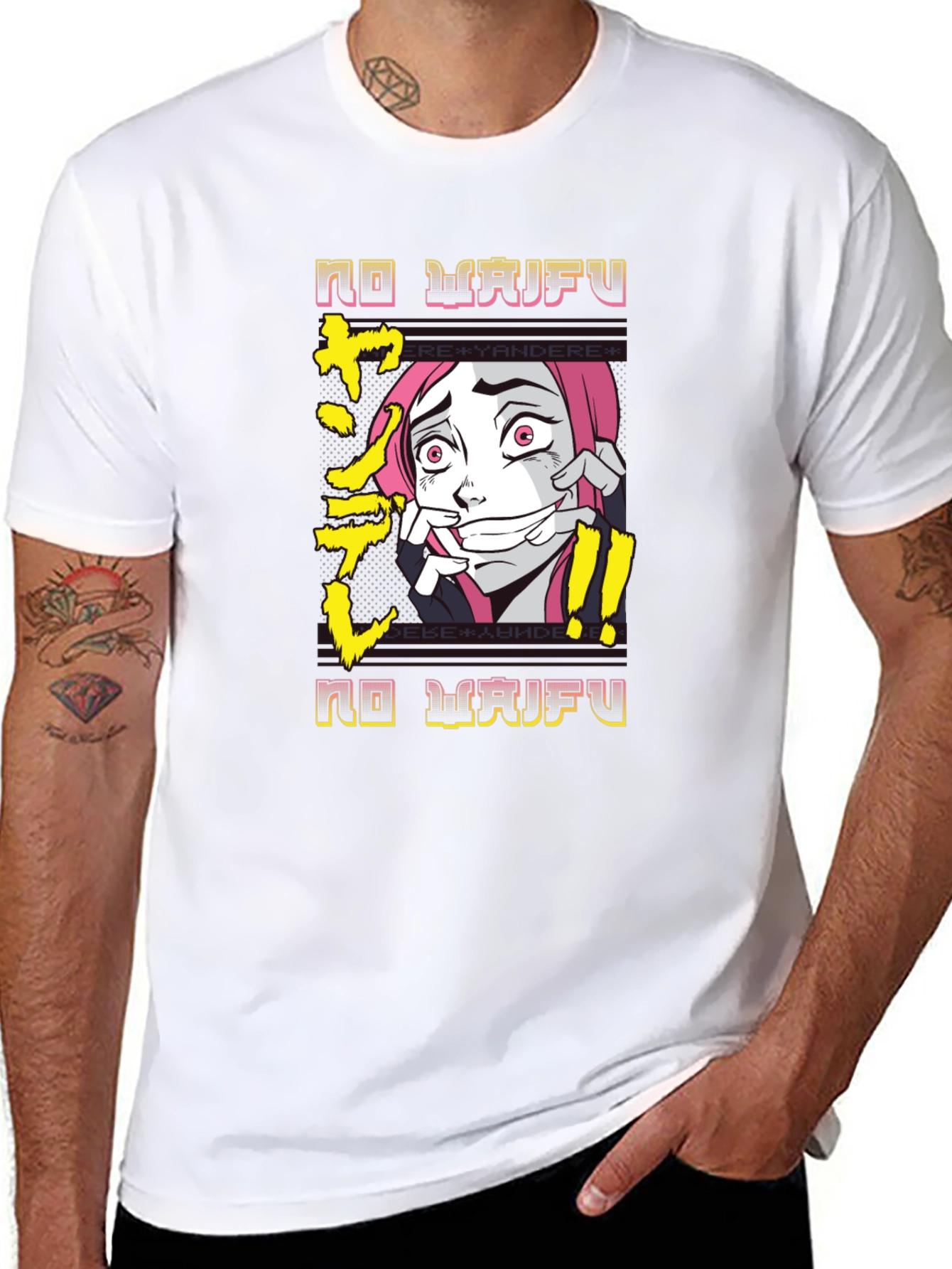 No Waifu Yandere Anime Black T-Shirt