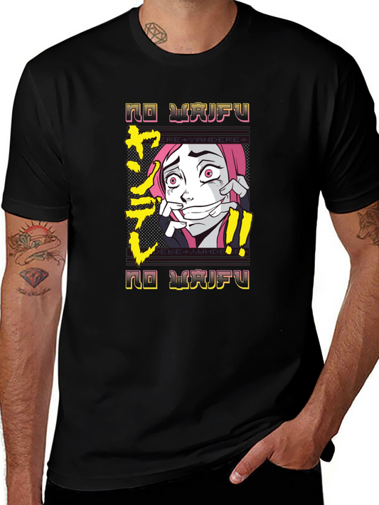 No Waifu Yandere Anime Black T-Shirt