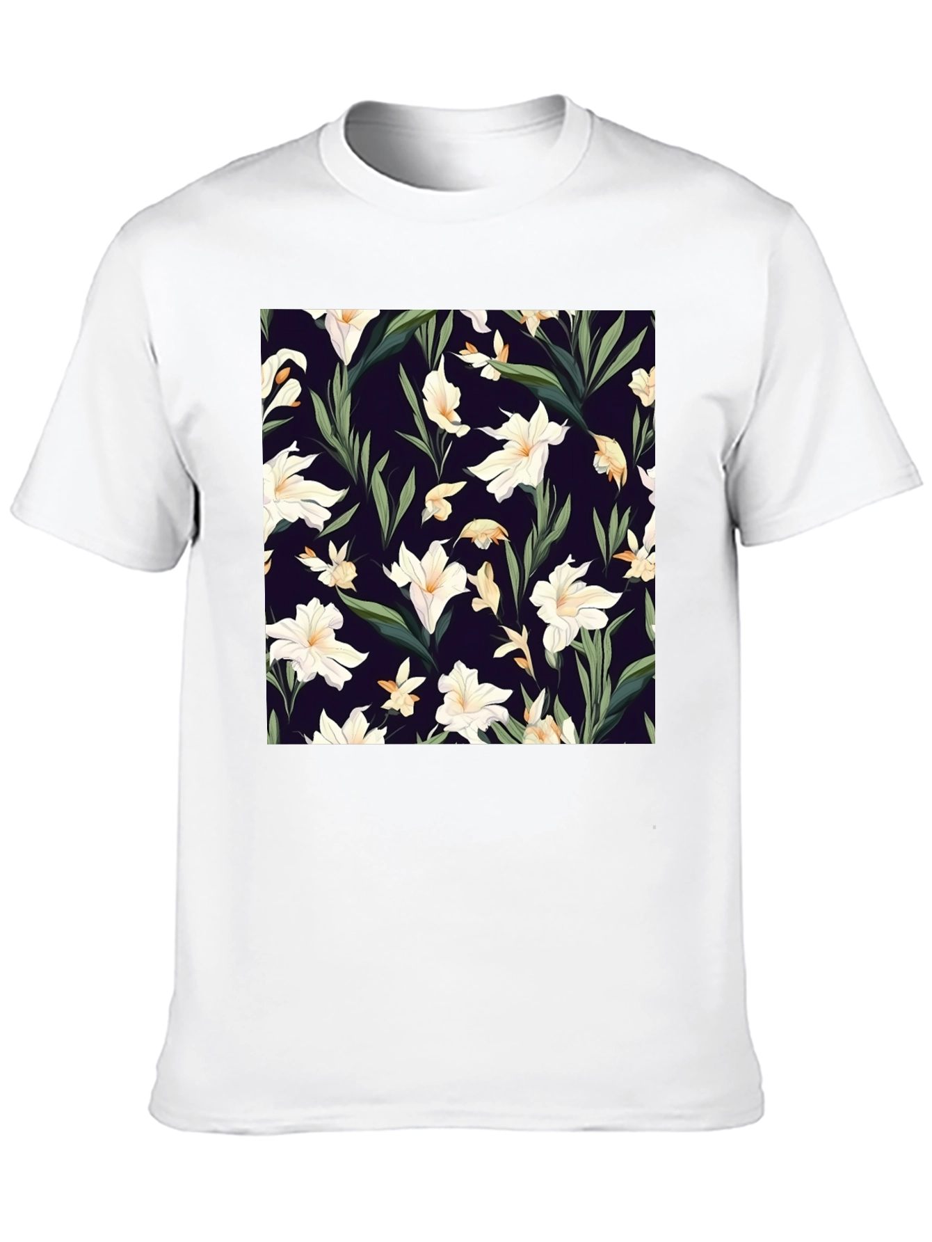 Floral Patterned Black T-Shirt