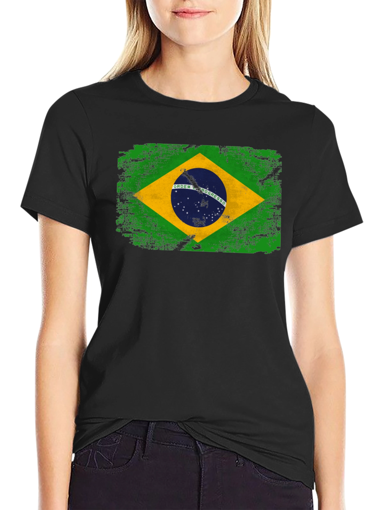 Brazil Flag Graphic T-Shirt - Black
