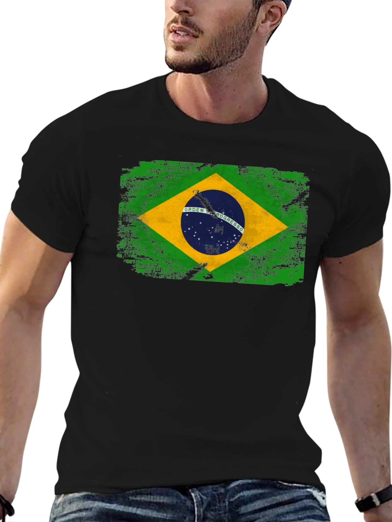 Brazil Flag Graphic T-Shirt - Black
