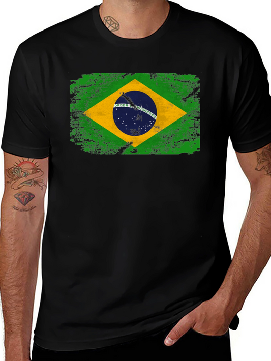 Brazil Flag Graphic T-Shirt - Black