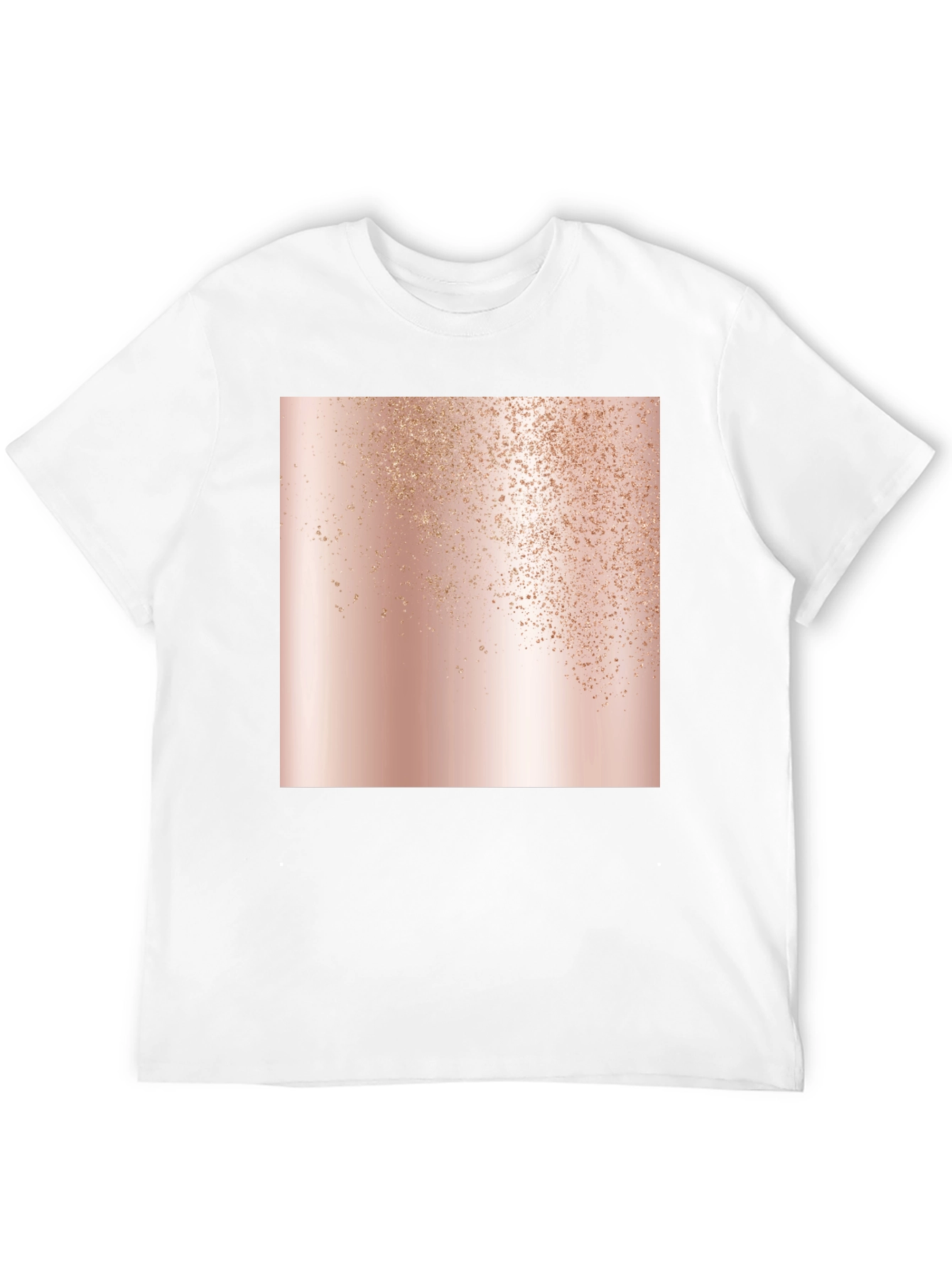 Stylish Black Tee with Abstract Rose Gold Graphic