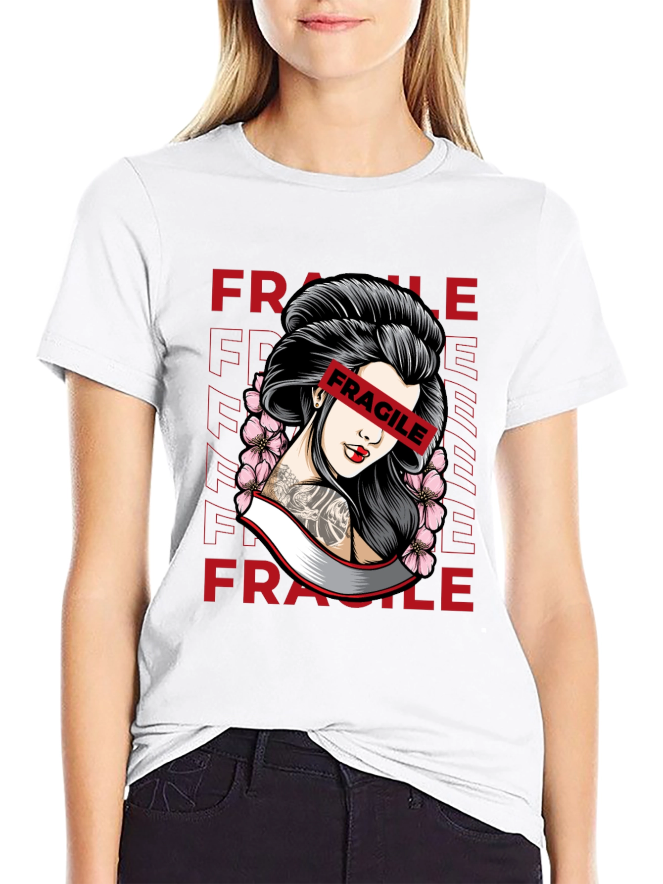 Fragile Geisha Graphic Tee - Trendy Streetwear Shirt