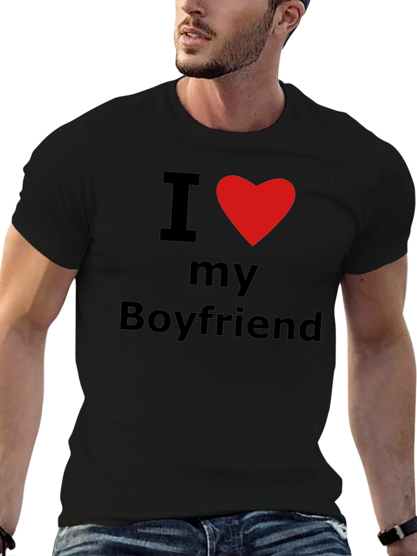 I Heart My Boyfriend T-Shirt - Black Crew Neck