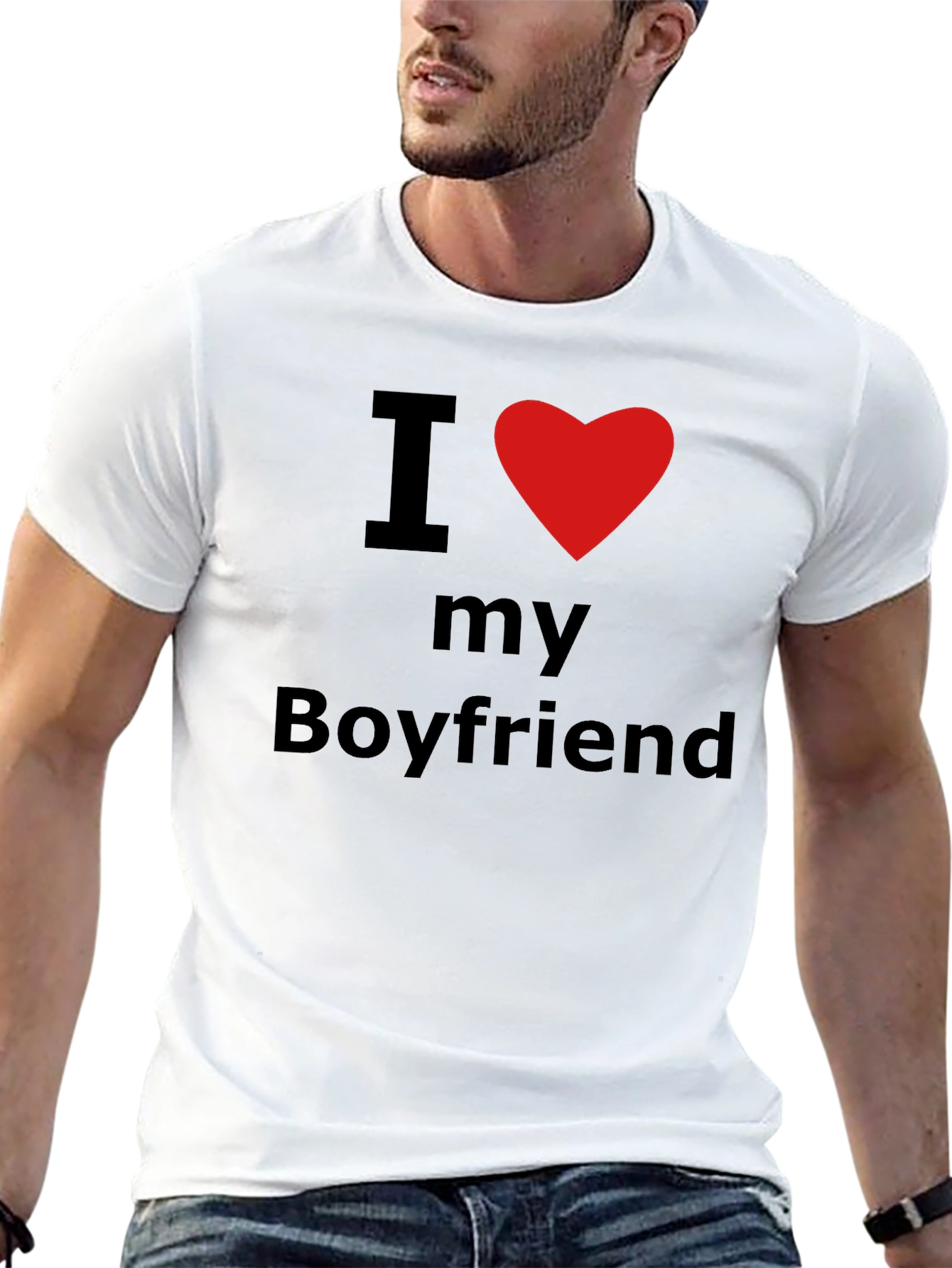 I Heart My Boyfriend T-Shirt - Black Crew Neck