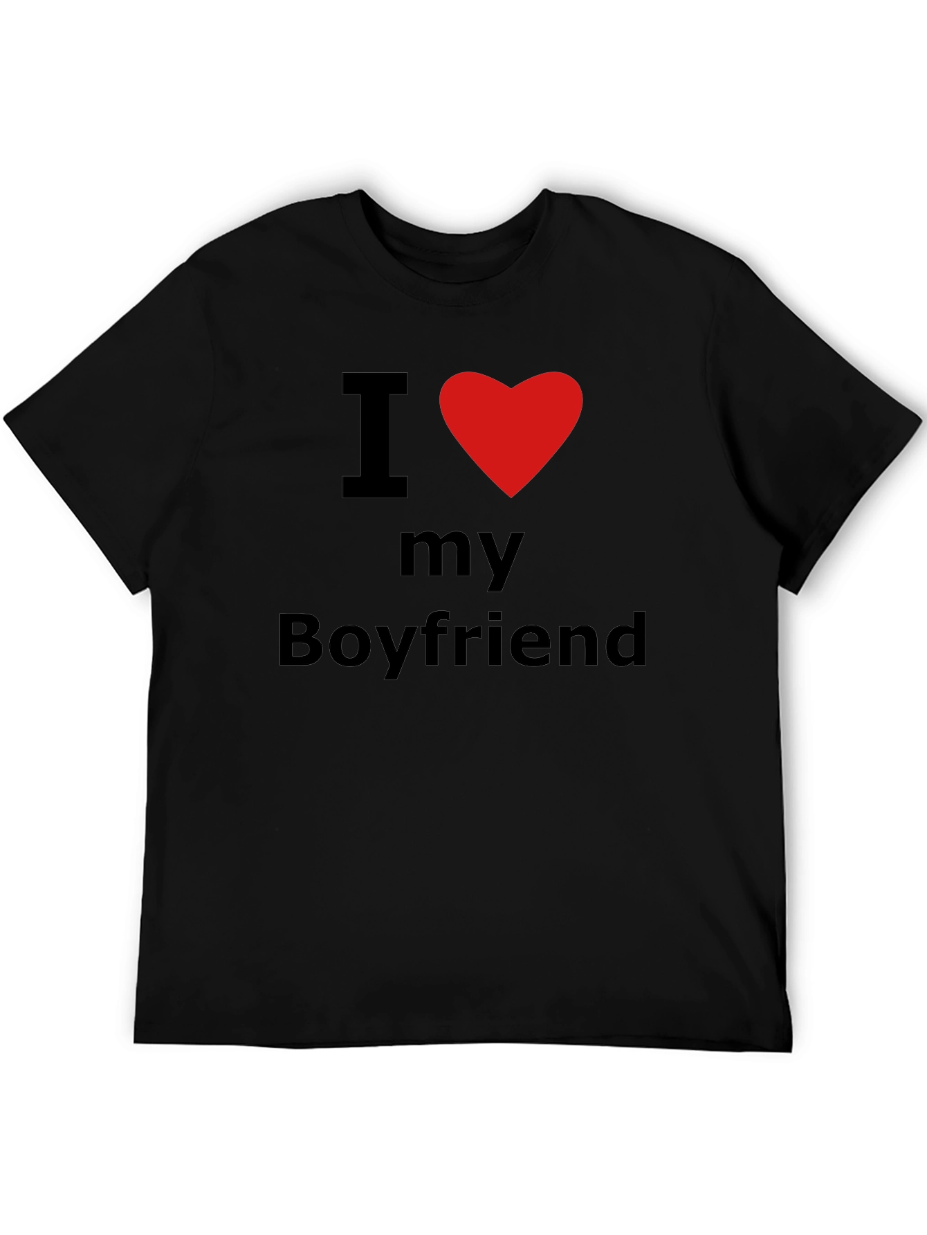 I Heart My Boyfriend T-Shirt - Black Crew Neck