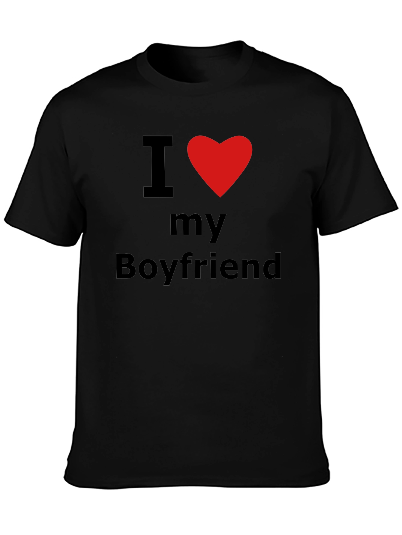 I Heart My Boyfriend T-Shirt - Black Crew Neck
