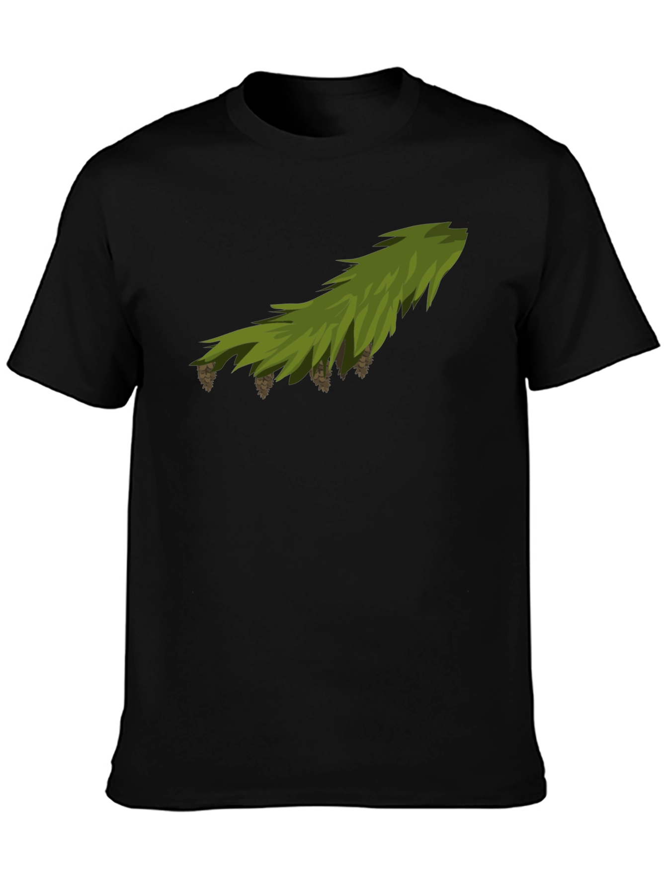 Pine Branch Graphic Tee - Nature Inspired Black T-Shirt
