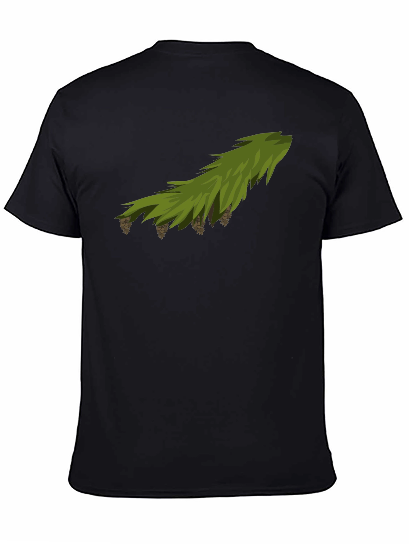 Pine Branch Graphic Tee - Nature Inspired Black T-Shirt