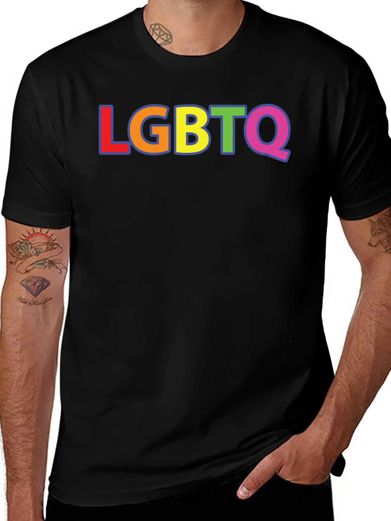 LGBTQ Pride Rainbow T-Shirt - Black Short Sleeve