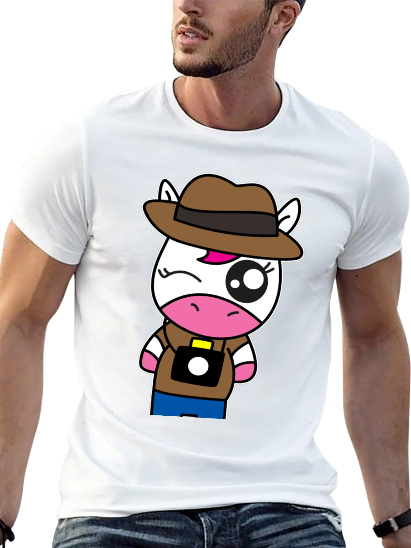 Cartoon Unicorn Photographer T-Shirt