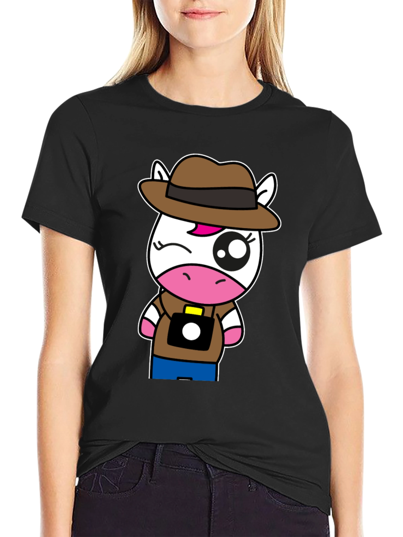 Cartoon Unicorn Photographer T-Shirt
