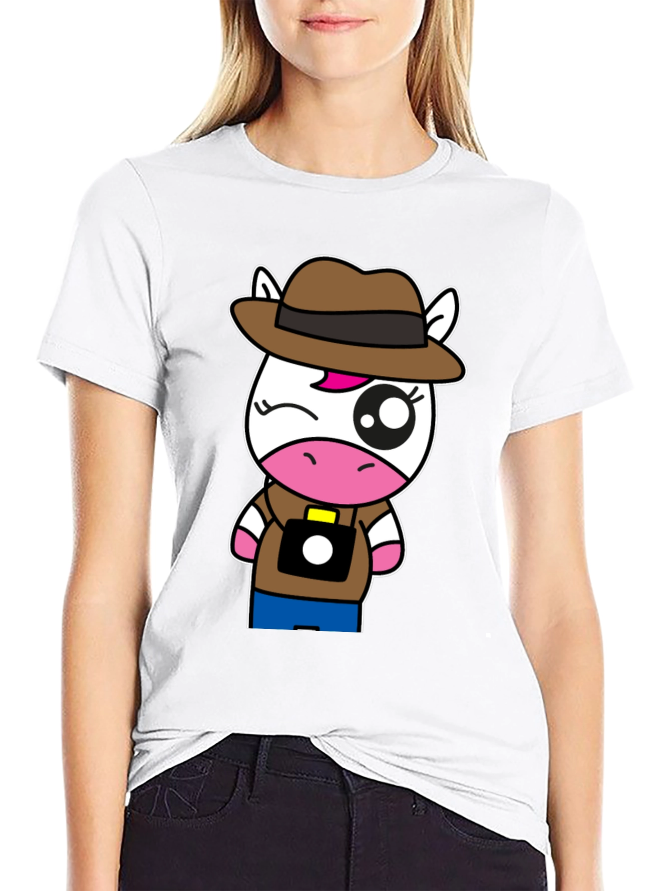 Cartoon Unicorn Photographer T-Shirt