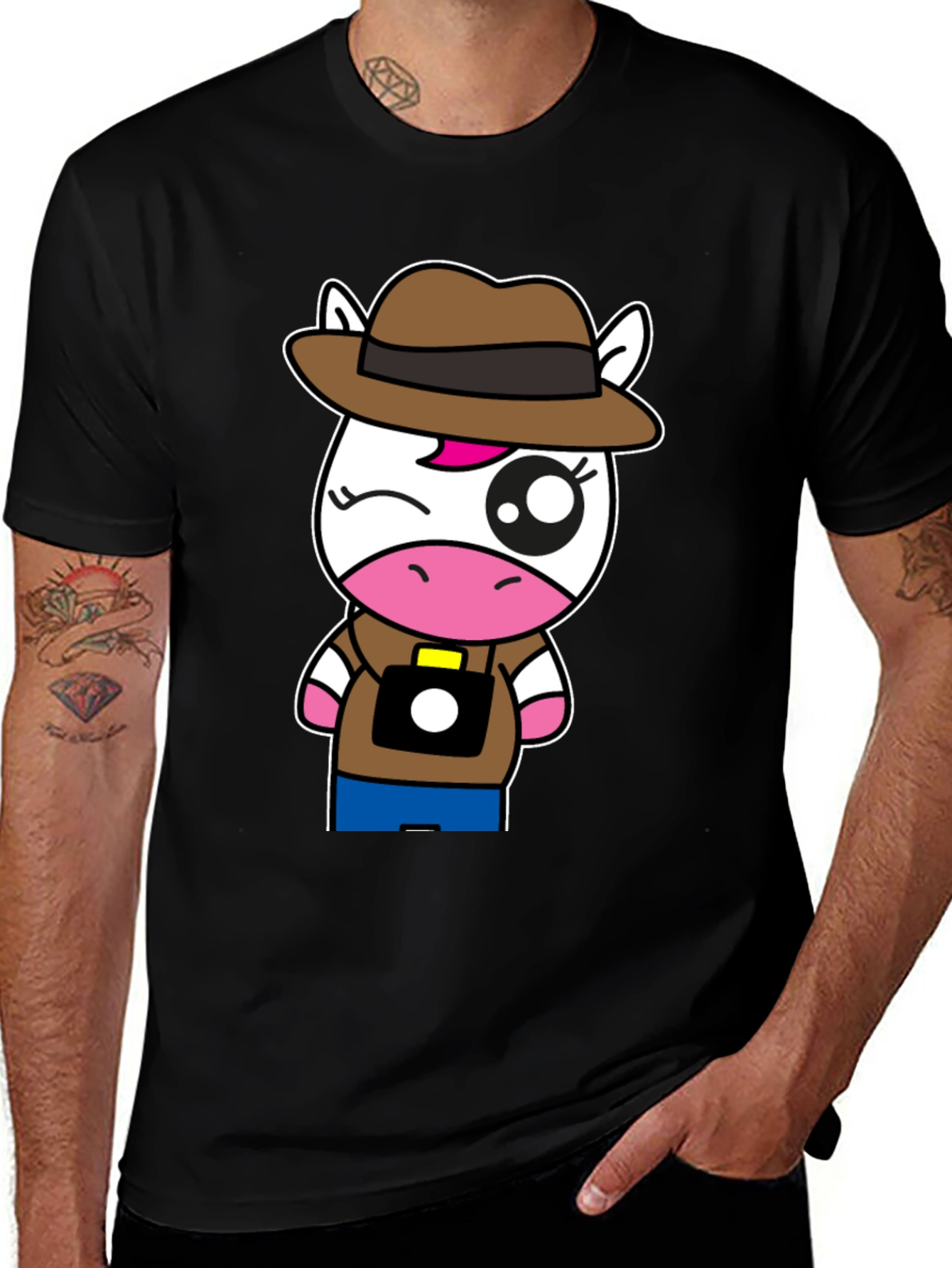 Cartoon Unicorn Photographer T-Shirt