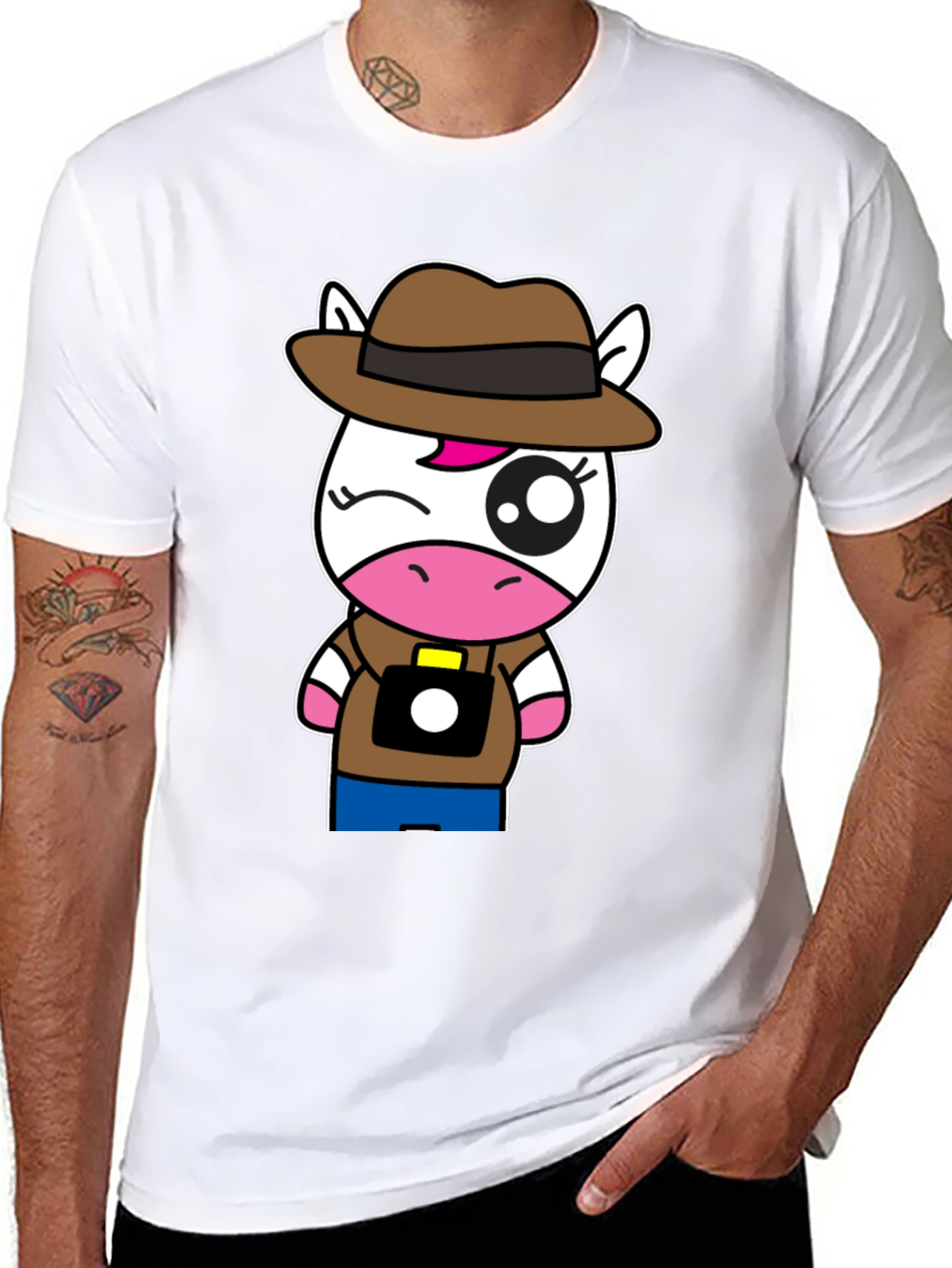 Cartoon Unicorn Photographer T-Shirt