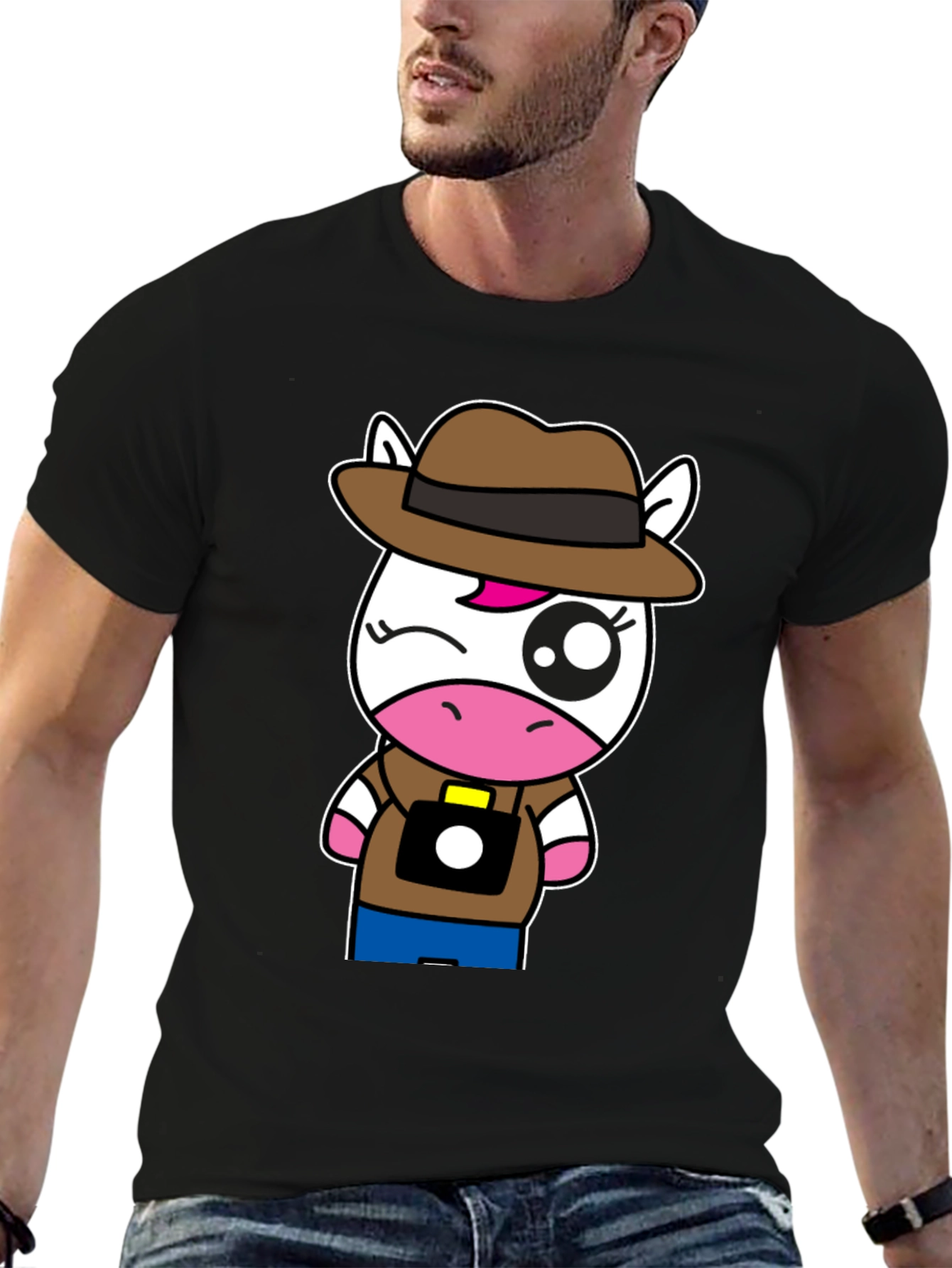 Cartoon Unicorn Photographer T-Shirt