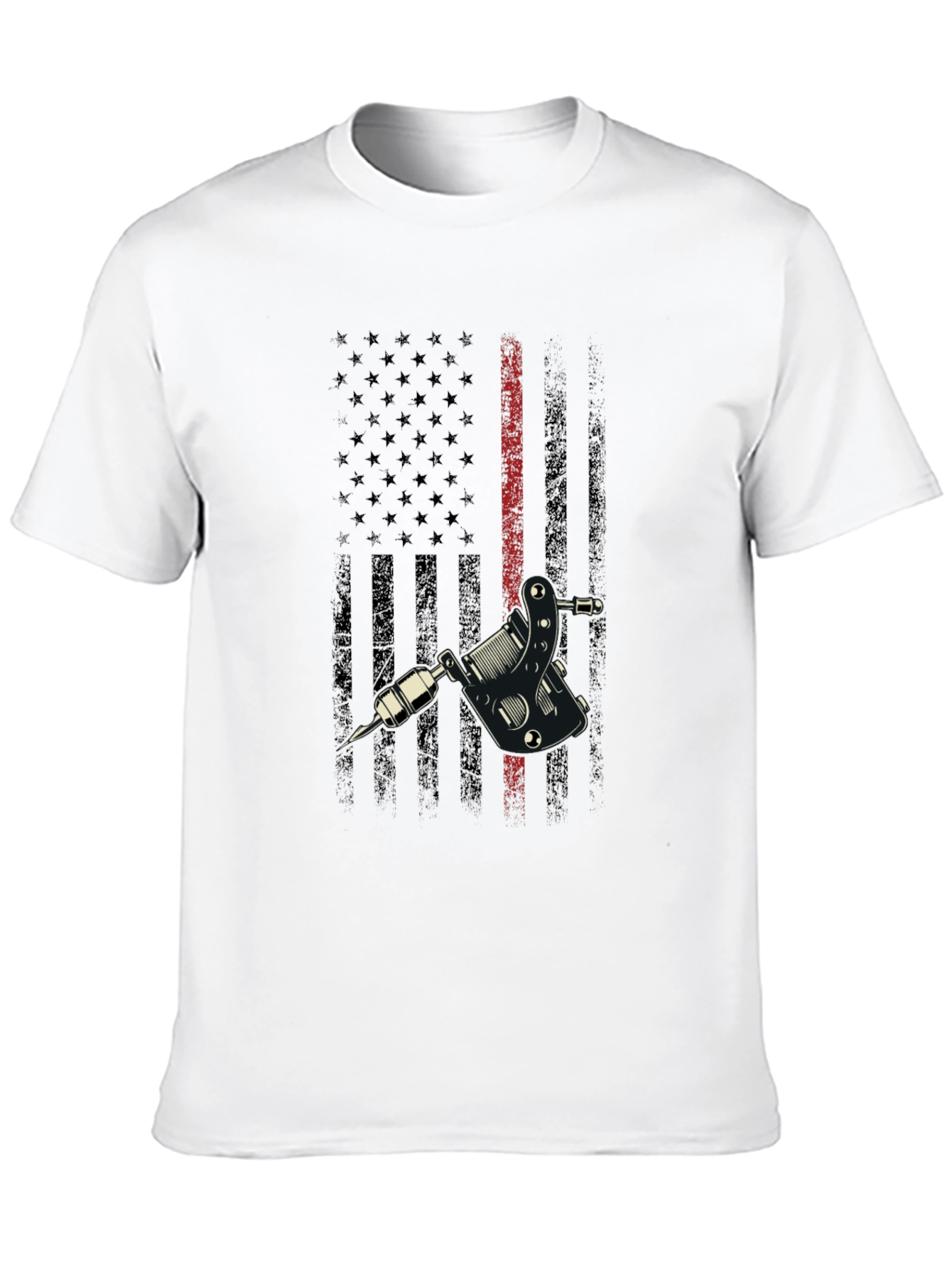 Tattoo Machine USA Flag Black Graphic Tee