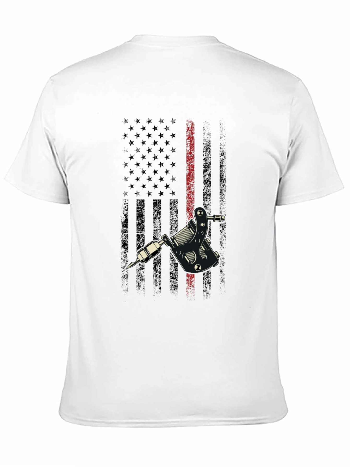 Tattoo Machine USA Flag Black Graphic Tee
