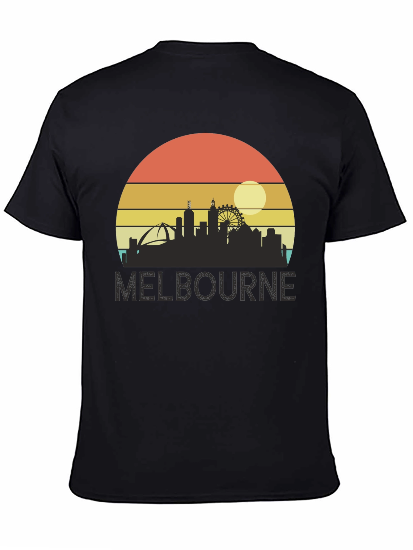 Melbourne Skyline T-Shirt - Retro Sunset Design