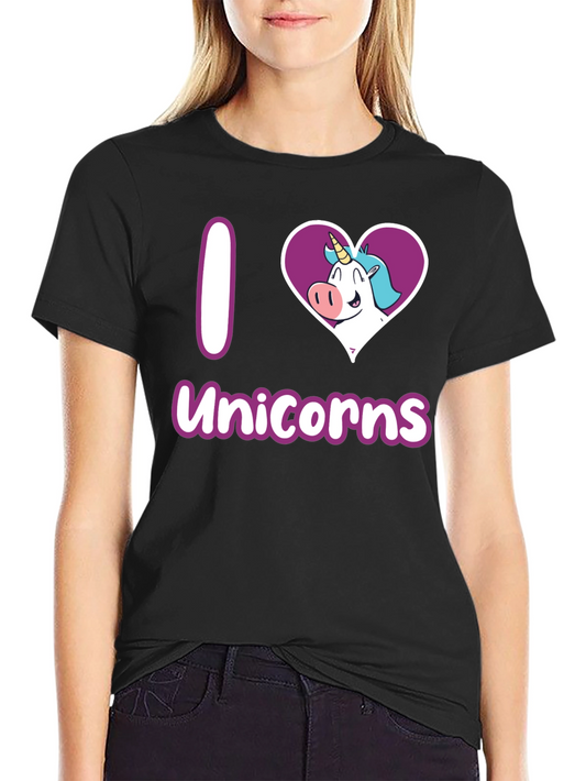 I Love Unicorns Graphic T-Shirt - Black