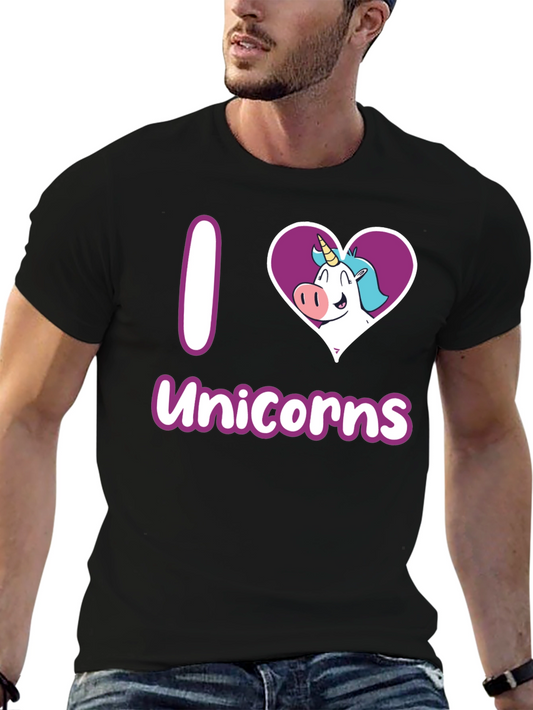 I Love Unicorns Graphic T-Shirt - Black
