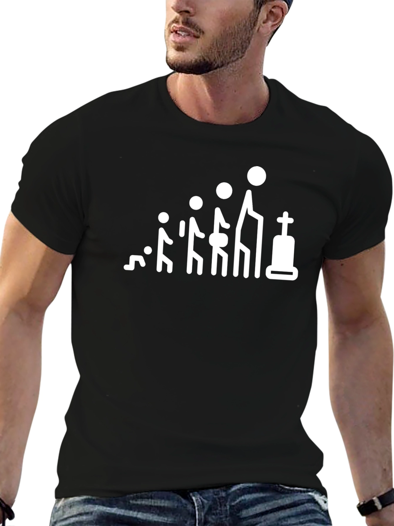 Life Evolution Funny Graphic Tee - Black